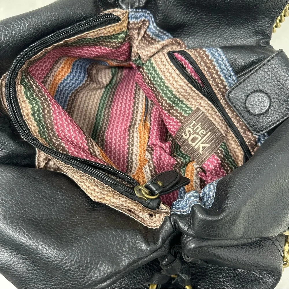 The Sak Black Pebbled Leather Hobo Bag Shoulder Purse Handbag